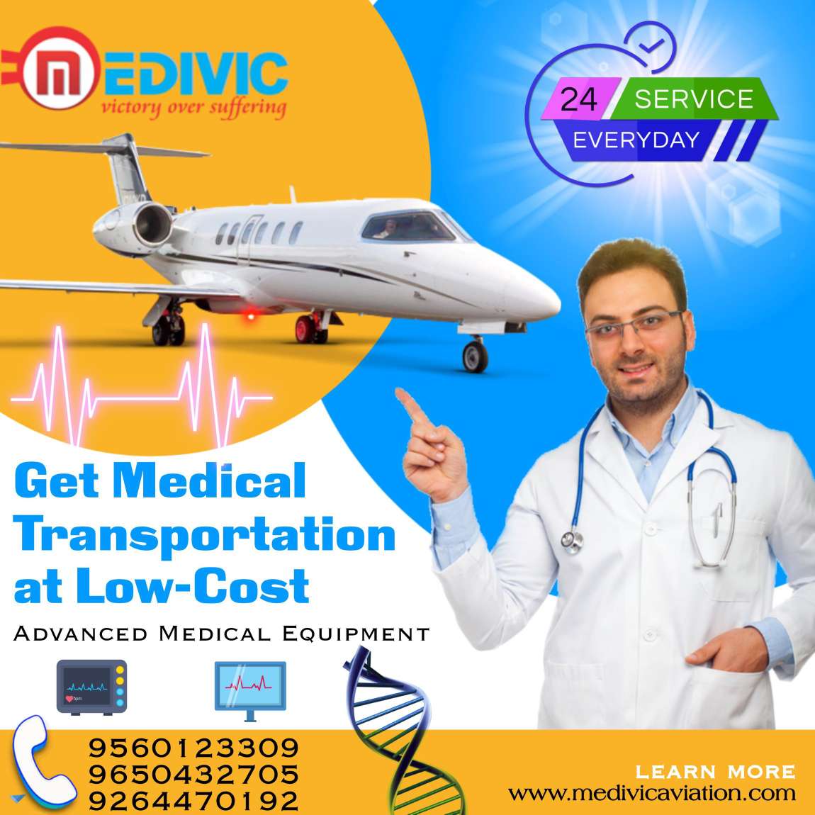 Now Pick Superlative Air Ambulance Service in Ahmadabad with Medical Aids by Medivic