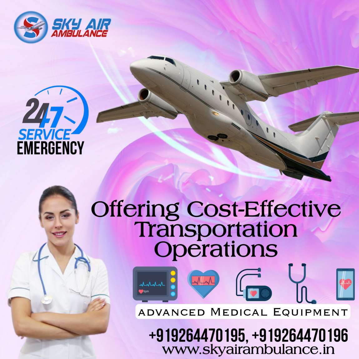 Get Nominal Fare Sky Air Ambulance Services in Guwahati