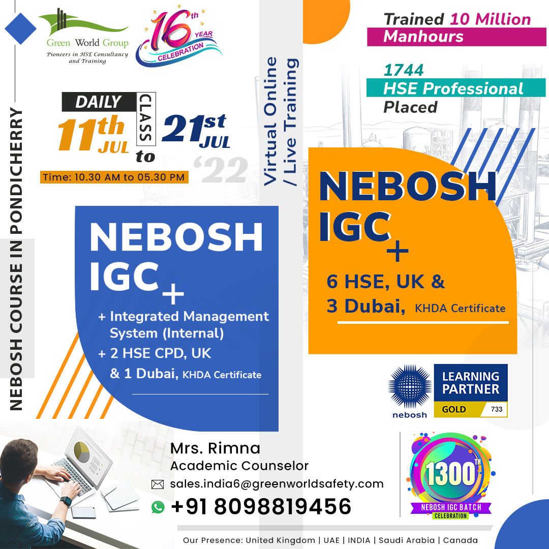 Green World Offers NEBOSH IGC Combo for Learners in Pondicherry..!!