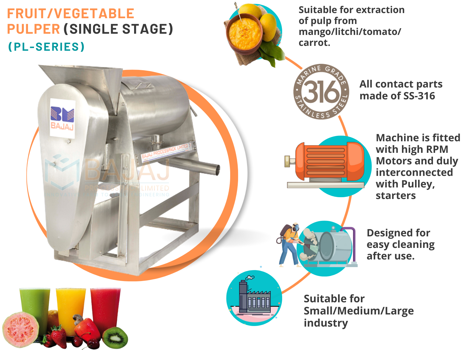 Fruits and Vegetable Pulp, Juice Extraction Machine Manufacturer