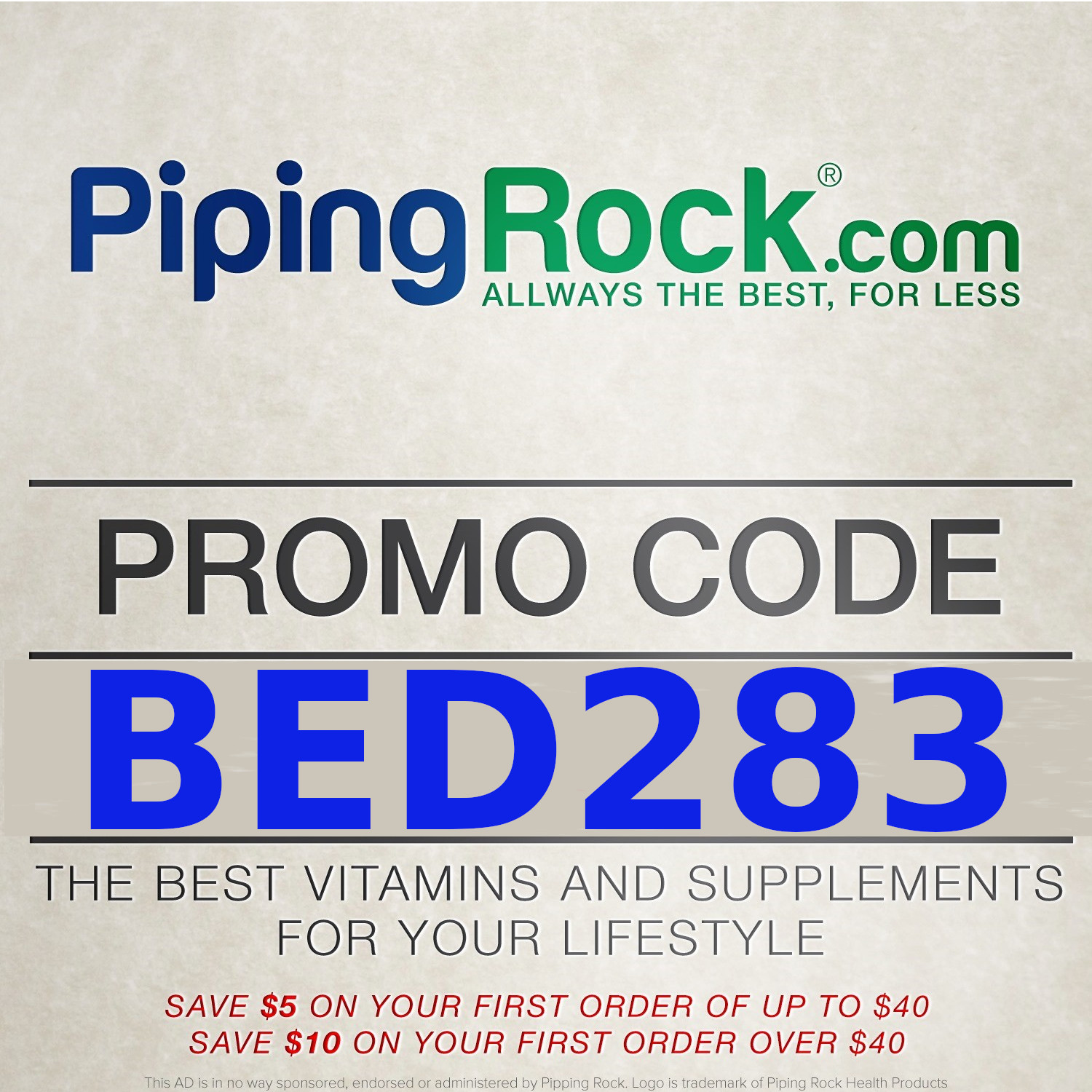 Dietary supplements 25-90% off and $10 discount