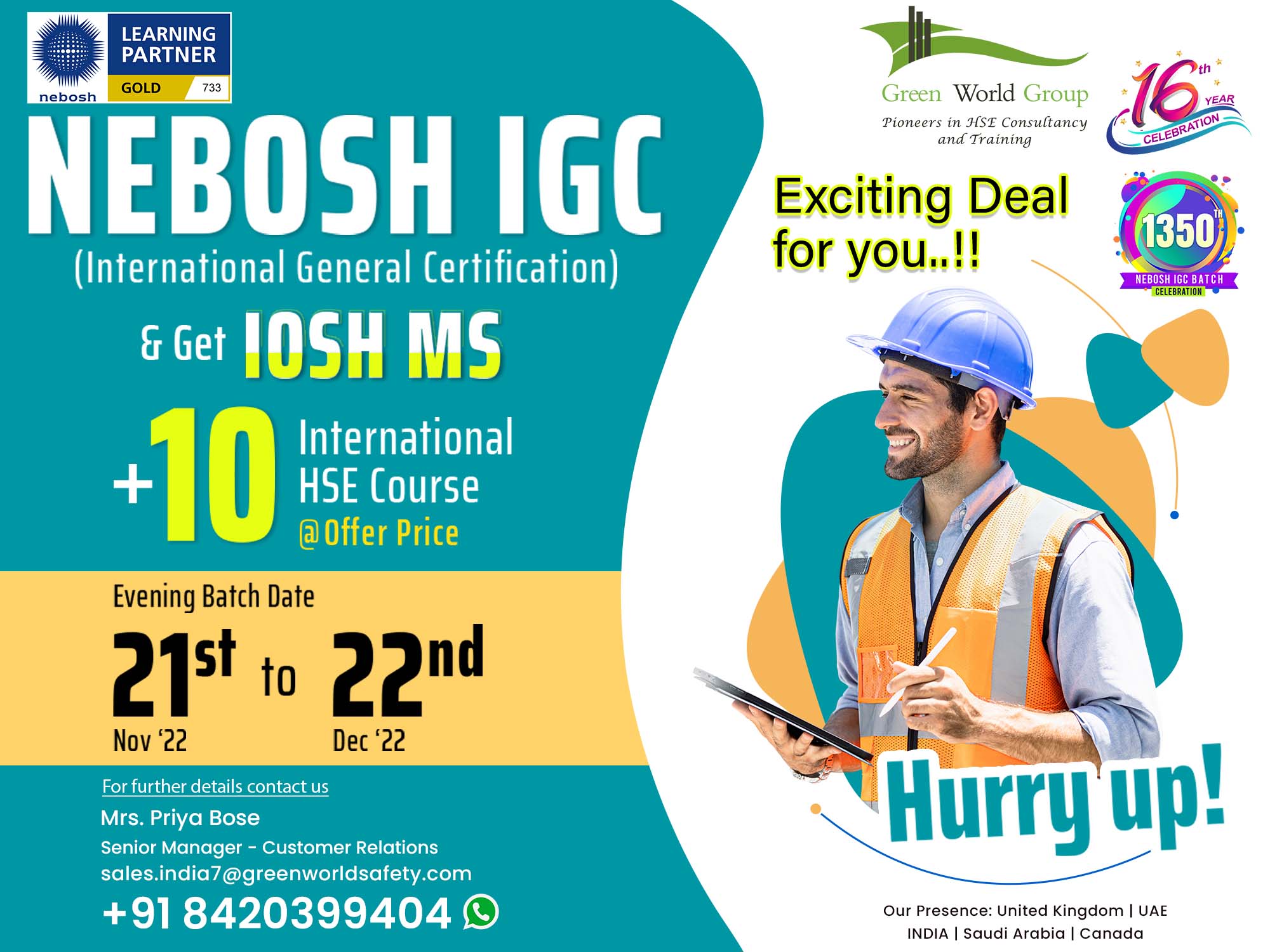 Blockbuster Deal from Green World on NEBOSH IGC course!