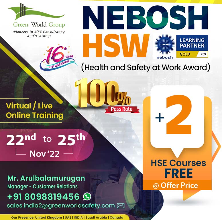 Improve your HSE Skills by learning NEBOSH HSW in Chennai