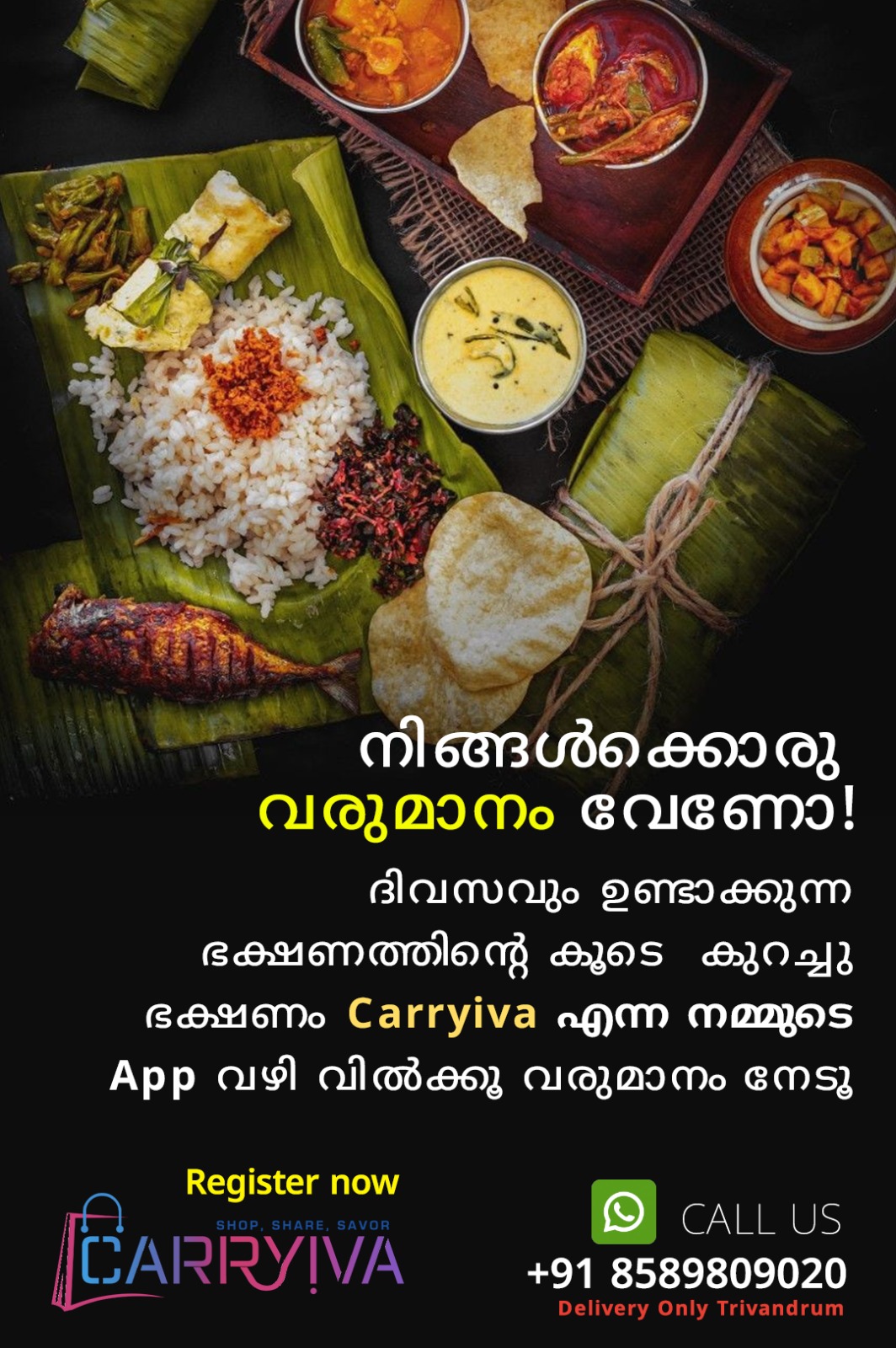 Carryiva Home Made Food delivery app in Trivandrum